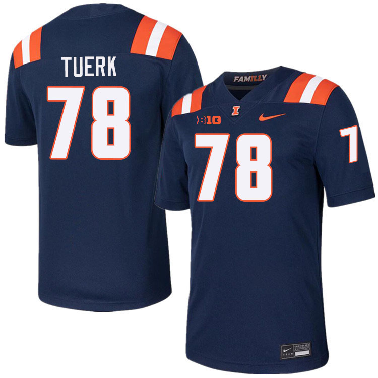 Men #78 Eddie Tuerk Illinois Fighting Illini College Football Jerseys Stitched-Navy